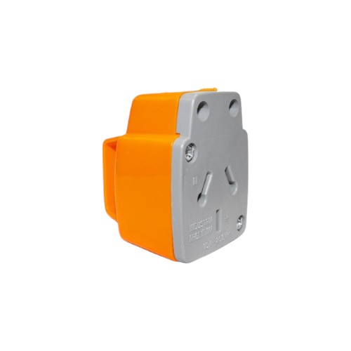 Enchufe bipolar con toma tierra 20A naranja